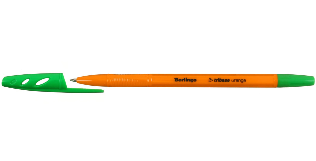 Ручка шариковая Berlingo Tribase Orange корпус оранжевый, стержень зеленый - фото 2 - id-p226330307