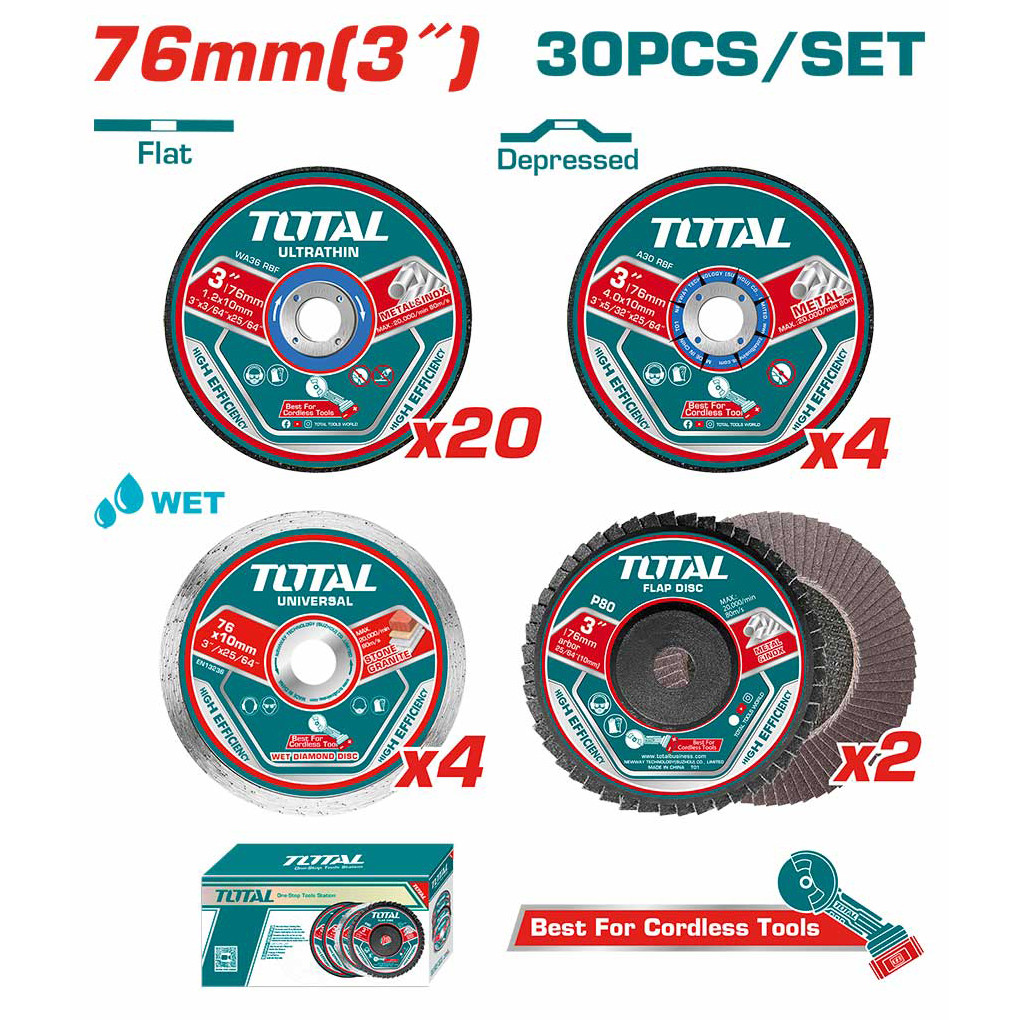 Набор отрезных и шлифовальных дисков TOTAL TAC97630 (30шт) - фото 1 - id-p226331591