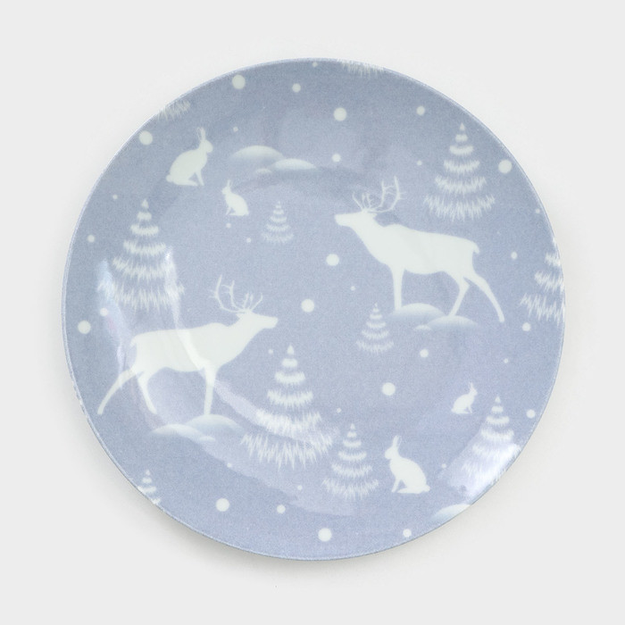 Набор фарфоровых тарелок «Зимний лес», 6 предметов, d=24 см, микс - фото 3 - id-p226331655