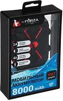 FORZA Аккумулятор мобильный 8000мАч, прорезин.,с пылевлагозащ. IP67, 2А, 1USB, фонарь,пластик (031-891)