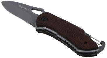 ЕРМАК Нож туристический складной на карабине, 15см, нерж. сталь, дерево (070-019) - фото 1 - id-p226332654