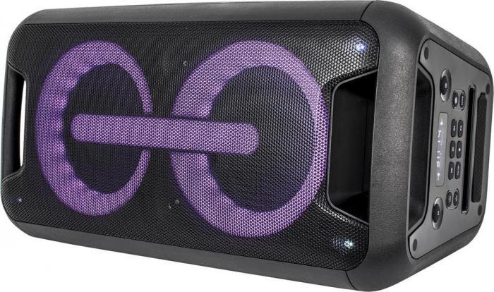 PERFEO (PF D0055) ПАС (Power Box 80 WOODY) BT, EQ, USB, AUX, FM, MIC, гитара, TWS, LED, пульт д/у, 2 б/п мик - фото 1 - id-p226332765