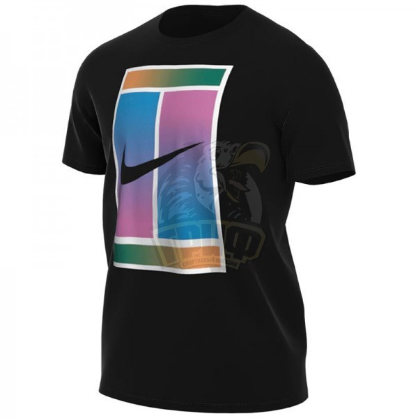 Футболка теннисная мужская Nike Dri-FIT Court Tennis T-Shirt (черный) (арт. FQ4934-010) - фото 1 - id-p226333089