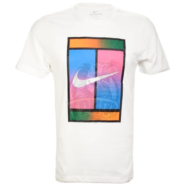 Футболка теннисная мужская Nike Dri-FIT Court Tennis T-Shirt (белый) (арт. FQ4934-100) - фото 1 - id-p226333090