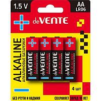 Батарейки "deVENTE" алкаиновые AA, 4шт, LR6, 1,5В, 9010106