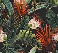 Фотообои листовые Vimala Тропические листья с цветами 2