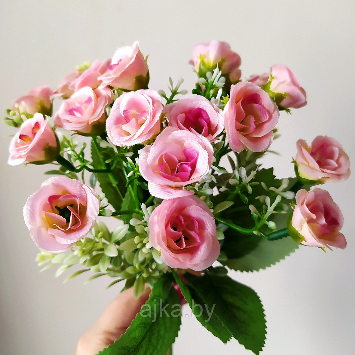 Букет декоративный Розочки мелкие 27 см, розовый - фото 1 - id-p226345712