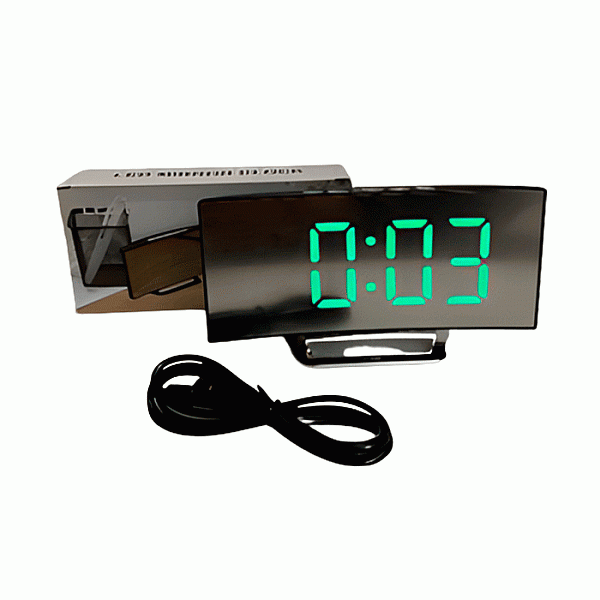 Настольные электронные часы-будильник NA-6091, зелёные (питание шнур USB, резерв 3*ААА)