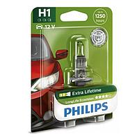 Лампа Philips H1 12 В, 55W (P14,5s) LongLife EcoVision, блистер 1 шт, 12258LLECOB1