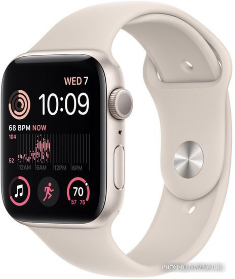 Умные часы Apple Watch SE 2 44 мм (алюминиевый корпус, звездный свет/звездный свет, спортивный силиконовый - фото 1 - id-p226348227