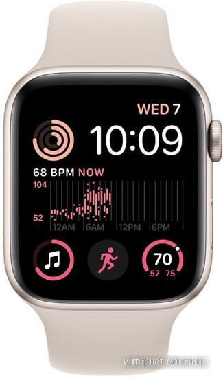 Умные часы Apple Watch SE 2 44 мм (алюминиевый корпус, звездный свет/звездный свет, спортивный силиконовый - фото 2 - id-p226348228