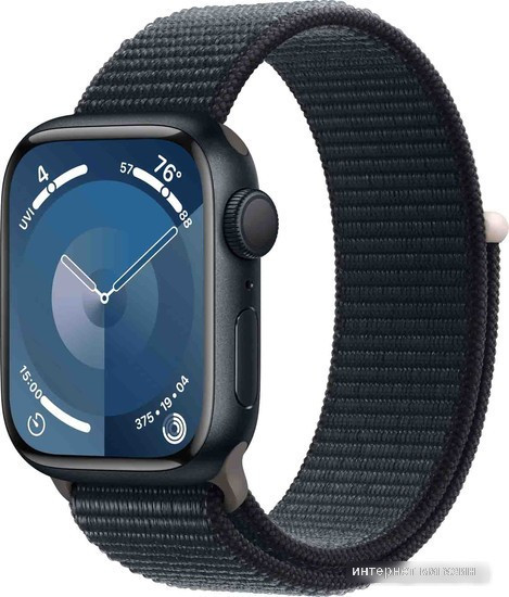 Умные часы Apple Watch Series 9 41 мм (алюминиевый корпус, полуночный/полуночный, нейлоновый ремешок) - фото 1 - id-p226348236