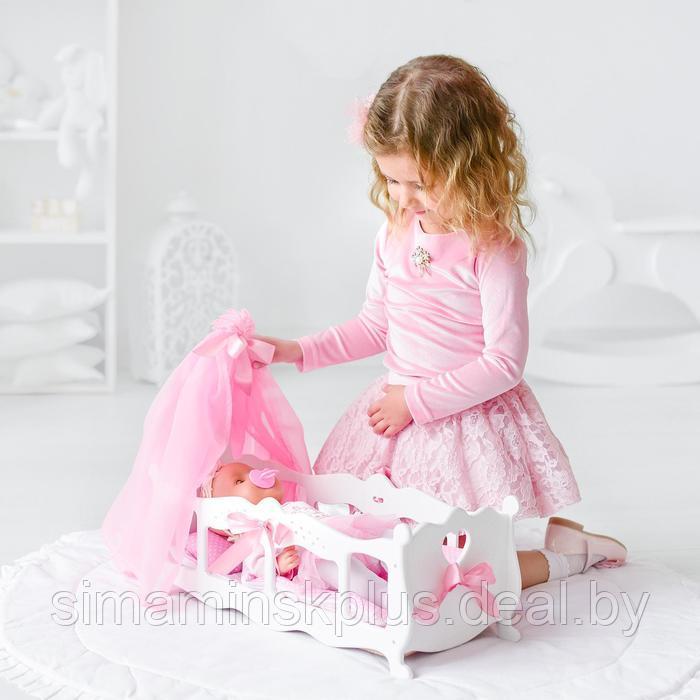 Кроватка для кукол с постельным бельем и балдахином, коллекция «Diamond princess» белый - фото 1 - id-p226349340