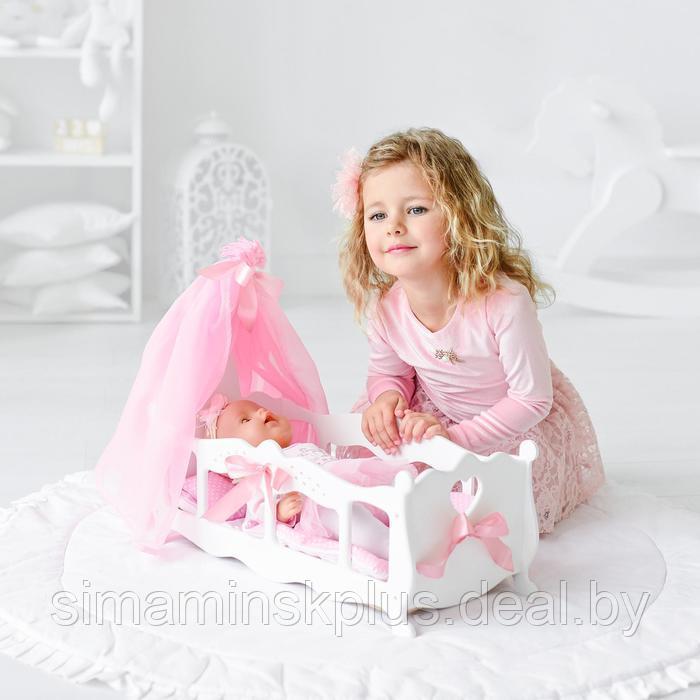 Кроватка для кукол с постельным бельем и балдахином, коллекция «Diamond princess» белый - фото 2 - id-p226349340