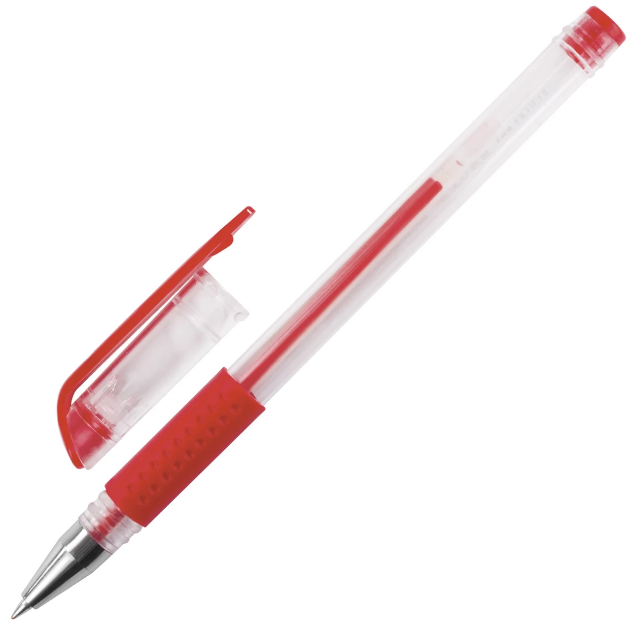 Ручка гелевая с грипом STAFF EVERYDAY GP-193, КРАСНАЯ, корпус прозрачный, узел 0,5 мм, линия письма 0,35 мм - фото 2 - id-p226345649