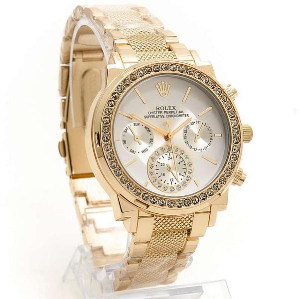 Шикарные женские часы в cтиле Rolex 6890G  Золото 3 варианта