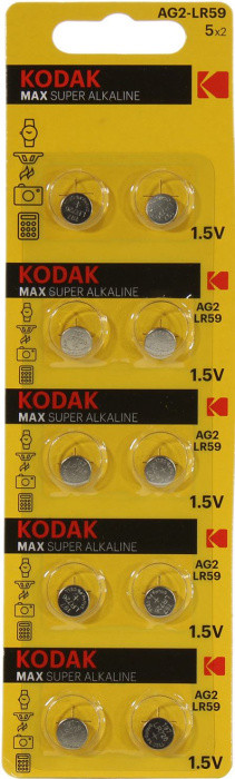 Элемент питания Kodak MAX CAT30417533 (AG2/LR59 alkaline 1.5V) уп.10 шт - фото 1 - id-p226350005