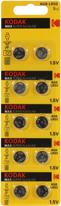 Элемент питания Kodak MAX CAT30417595 (AG8/LR55 alkaline 1.5V) уп.10 шт - фото 1 - id-p226350007