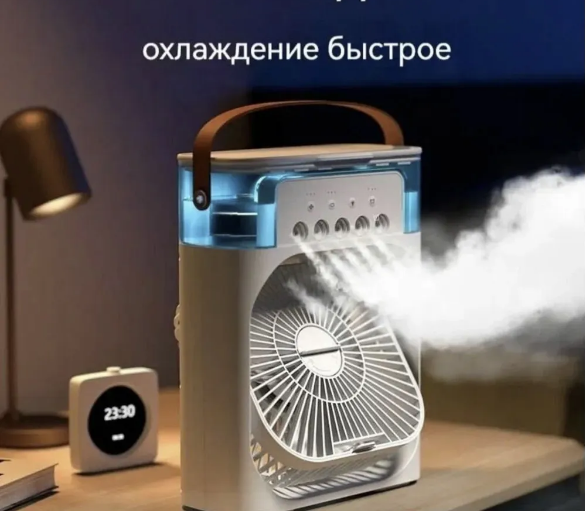 Вентилятор, увлажнитель воздуха с подсветкой 3 в 1 Air Cooler Fan. Кондиционер - вентилятор мини. Черный - фото 4 - id-p205599265