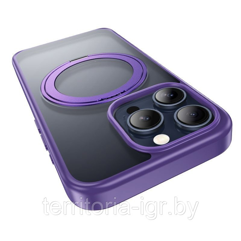 Чехол AS1 для iP15 Pro магнитный с кольцом пурпурный Hoco - фото 2 - id-p226350626