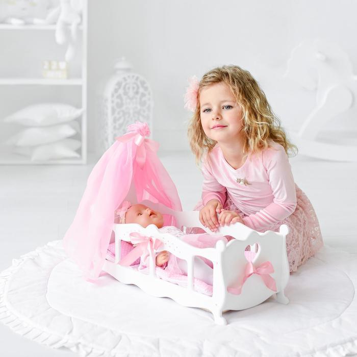 Кроватка для кукол с постельным бельем и балдахином, коллекция «Diamond princess» белый - фото 3 - id-p226352514