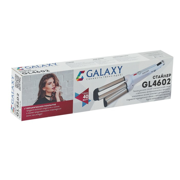 Плойка Galaxy GL 4602, 60 Вт, керамическое покрытие, d=16 мм, 200°С, белая - фото 7 - id-p226352577
