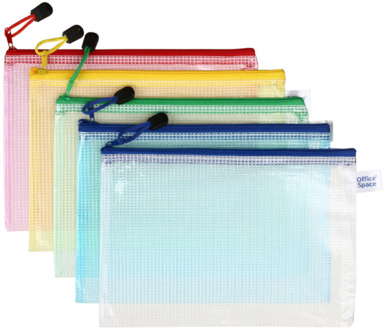 Папка-конверт пластиковая на молнии OfficeSpace А5 240*150 мм, толщина пластика 0,25 мм, прозрачная, цвет