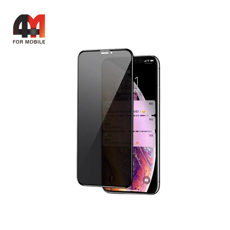 Стекло Iphone Xs Max/11 Pro Max ПП, антишпион, черный - фото 1 - id-p226354893