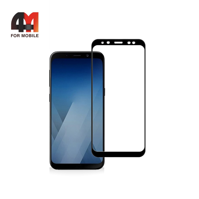 Стекло Samsung A8 Plus 2018/A730, 3D, глянец, черный - фото 1 - id-p226355490