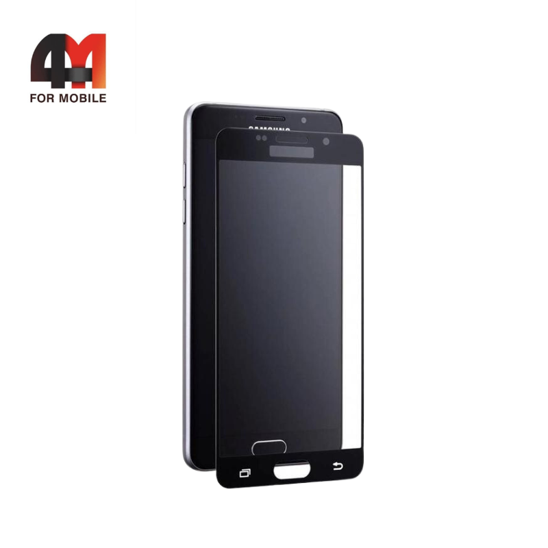 Стекло Samsung A7 2016/A710, ПП, глянец, черный - фото 1 - id-p226355521