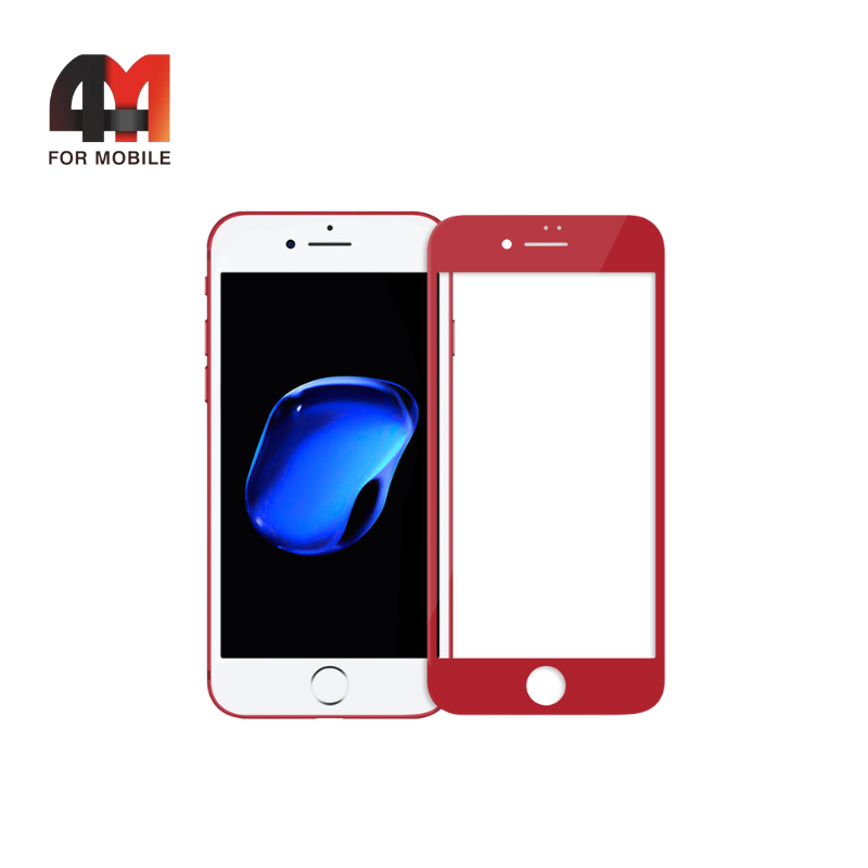 Стекло Iphone 7 Plus/8 Plus, 5D, глянец, красный - фото 1 - id-p226355629