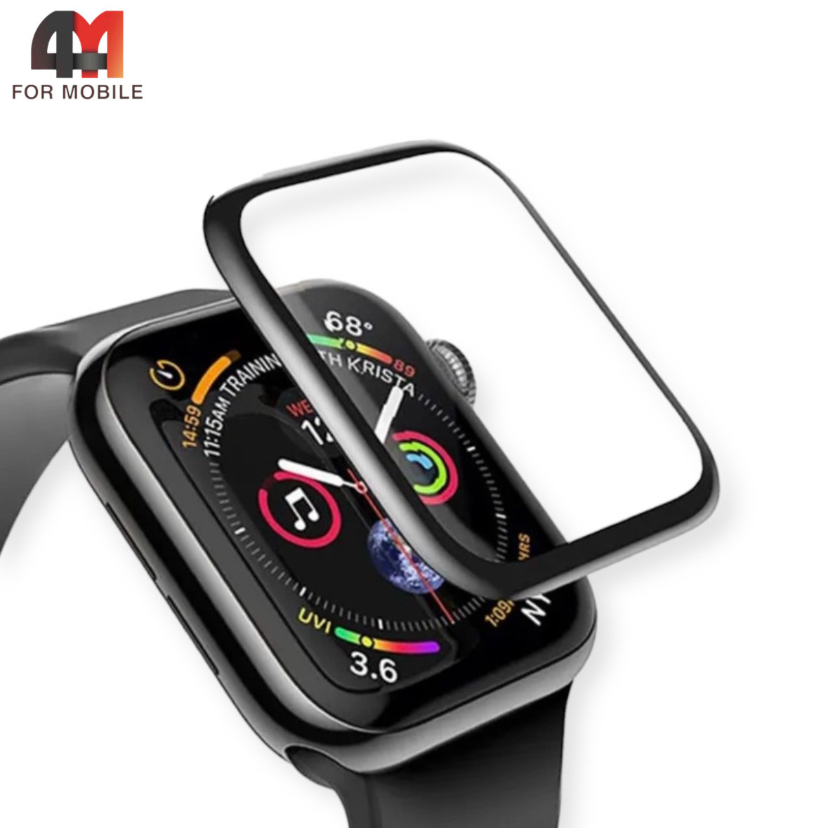 Стекло Часы Apple Watch гибкое 45mm, глянец, черный - фото 1 - id-p226354362