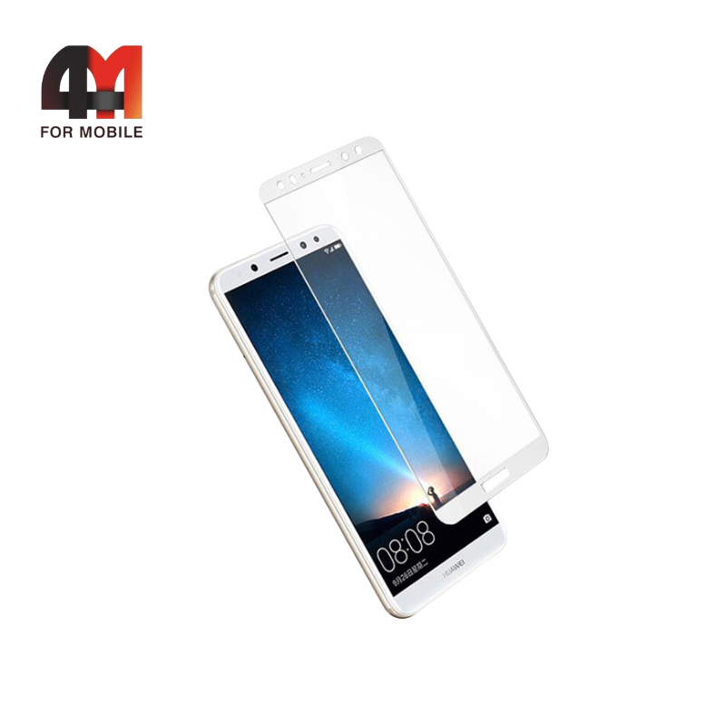 Стекло Huawei Mate 10 Lite/Honor 9I/Nova 2I 3D, глянец, белый - фото 1 - id-p226354597