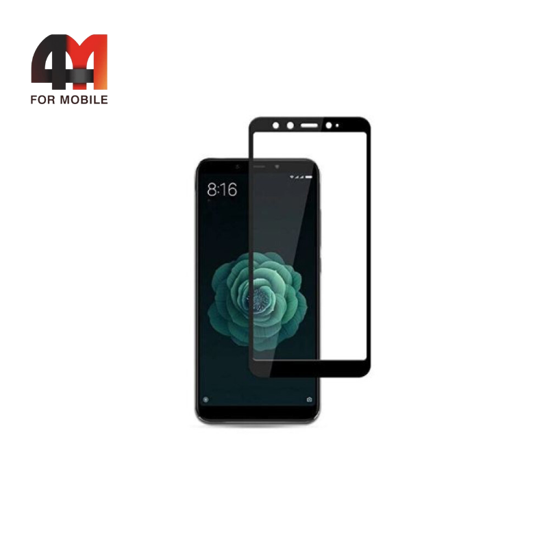 Стекло Xiaomi Mi A2/Mi 6X 5D, глянец, черный - фото 1 - id-p226354226