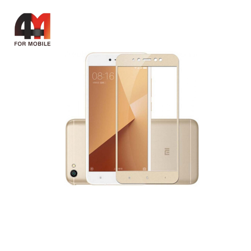Стекло Xiaomi Redmi Note 5A/Note 5A Prime 3D, глянец, золото - фото 1 - id-p226355018