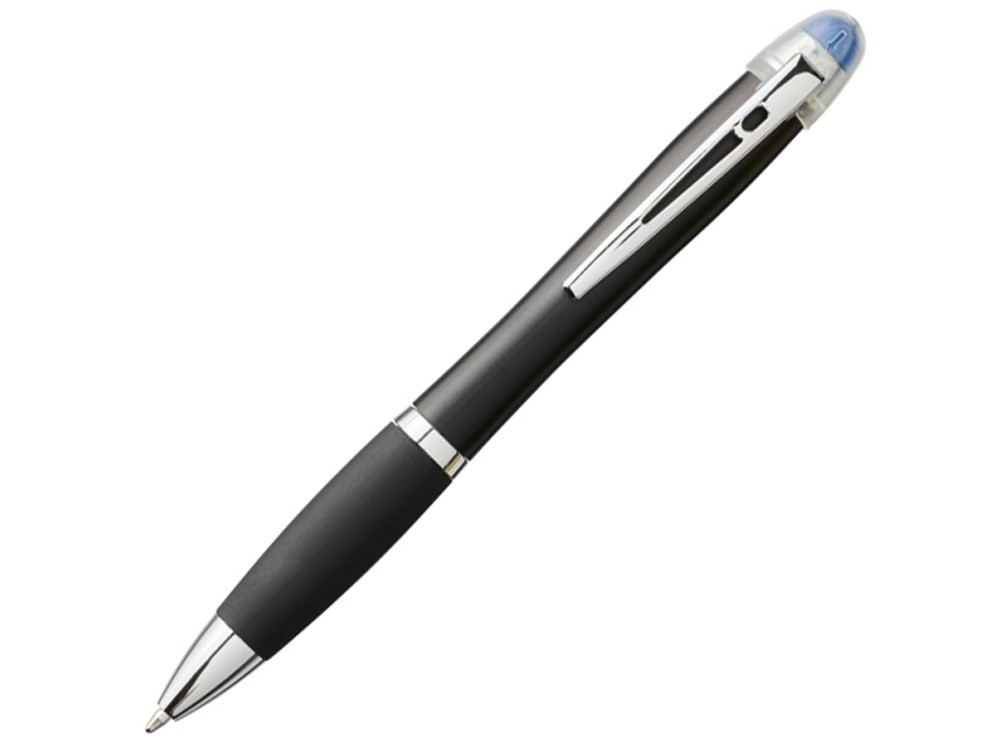 Светящаяся шариковая ручка Nash со светящимся черным корпусом и рукояткой, синий - фото 1 - id-p226356840