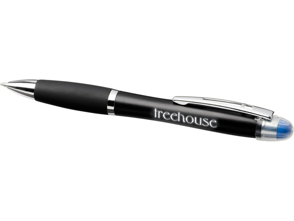 Светящаяся шариковая ручка Nash со светящимся черным корпусом и рукояткой, синий - фото 4 - id-p226356840