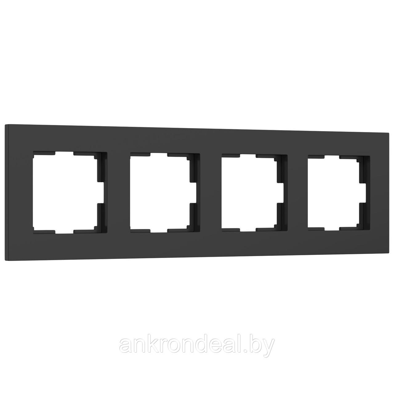Рамка на 4 поста Slab (черный матовый) Werkel - фото 1 - id-p218063302