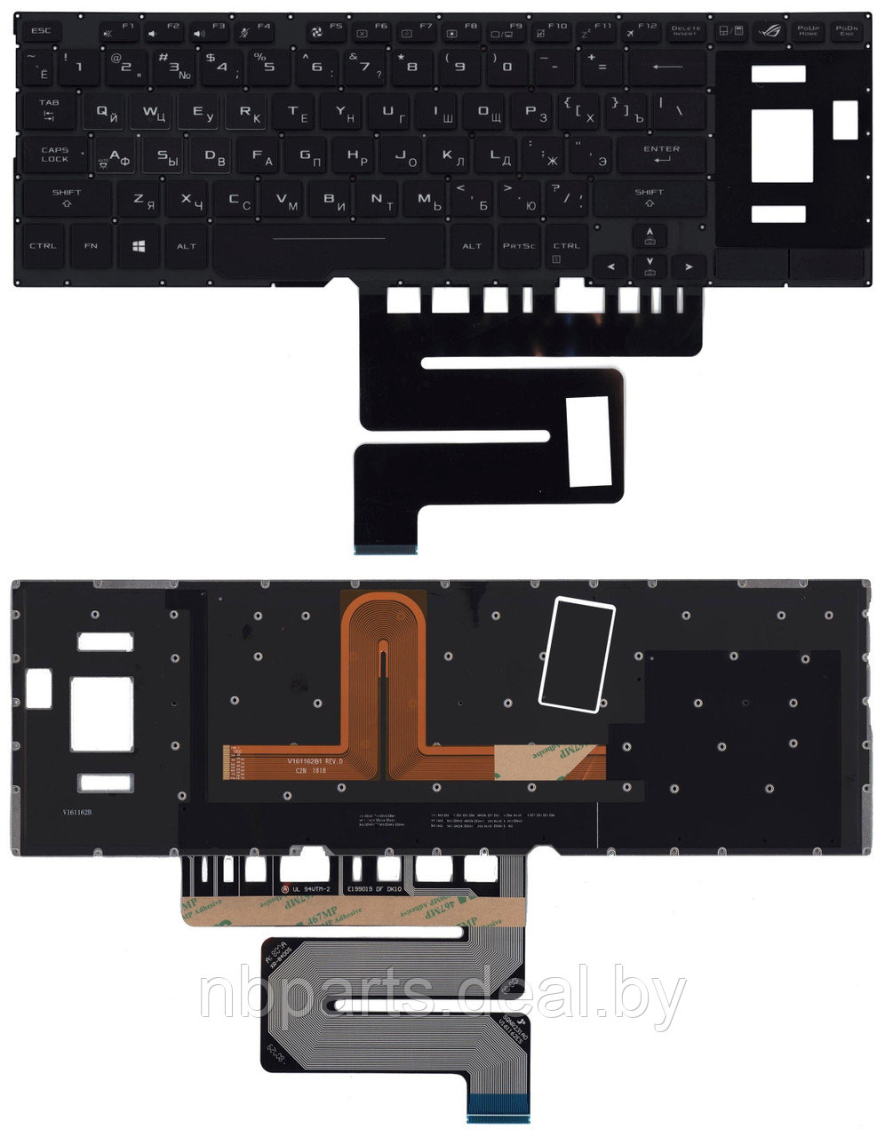 Клавиатура для ноутбука ASUS ROG GX501VS GX501VSK, чёрная, с подсветкой, RU - фото 1 - id-p145719268