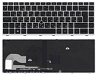 Клавиатура для ноутбука HP EliteBook 840 G5, чёрная, с серебряной рамкой, RU