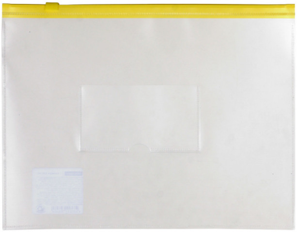 Папка-конверт пластиковая на молнии OfficeSpace А5 250*190 мм/243*175 мм, толщина пластика 0,15 мм, прозрачная