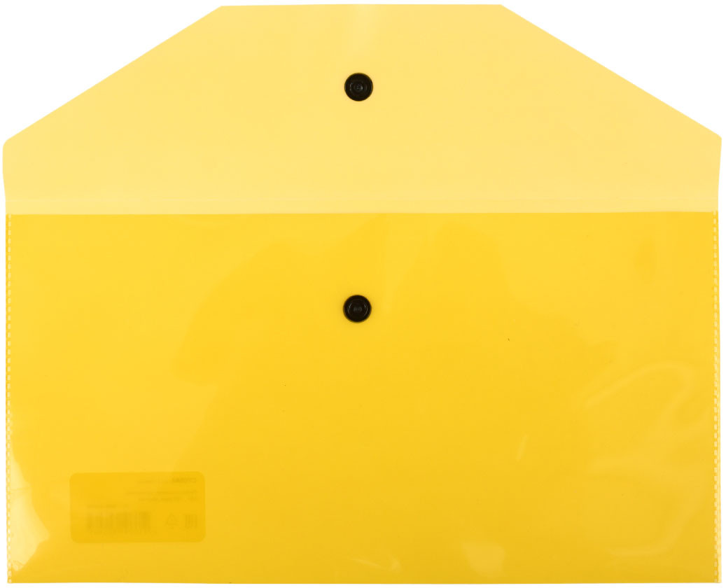 Папка-конверт пластиковая на кнопке «Стамм» С6+ толщина пластика 0,15 мм, прозрачная желтая - фото 1 - id-p226257824