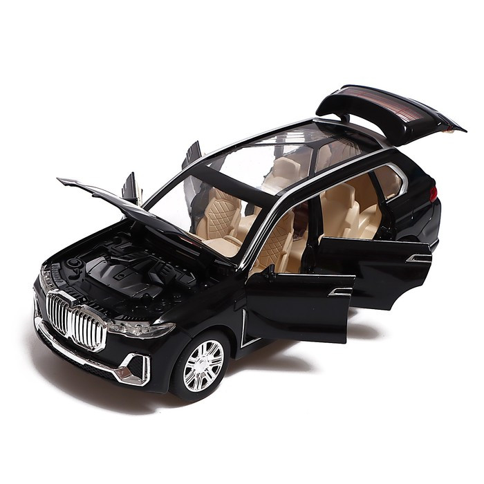 Машина металлическая BMW X7, 1:24, открываются двери, капот, багажник, цвет чёрный - фото 4 - id-p226358448