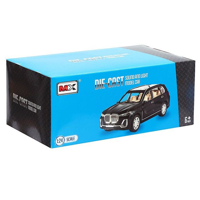 Машина металлическая BMW X7, 1:24, открываются двери, капот, багажник, цвет чёрный - фото 5 - id-p226358448