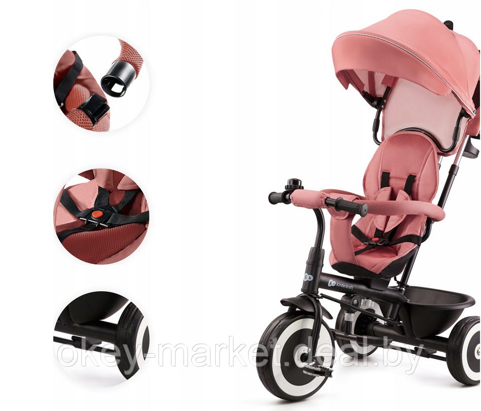 Детский трехколесный велосипед Kinderkraft ASTON , Pink - фото 2 - id-p226358899