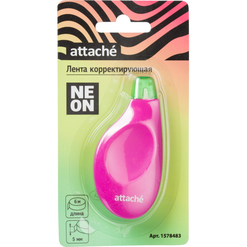 Корректирующая лента Attache Neon, 5мм x 6м, розово-зелен, блистер, арт. 1578483 - фото 3 - id-p226360926
