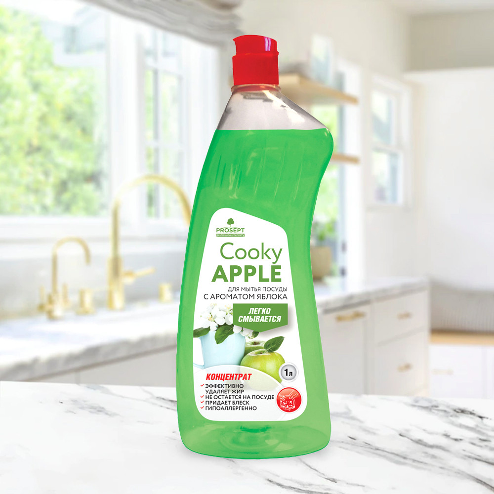 Cooky Apple гель для мытья посуды вручную (аромат яблока) концентрат 1л - фото 4 - id-p215843270