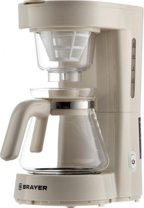 Капельная кофеварка с многоразовым фильтром и подогревом BRAYER BR1123YE бежевая электрокофеварка - фото 1 - id-p226256254