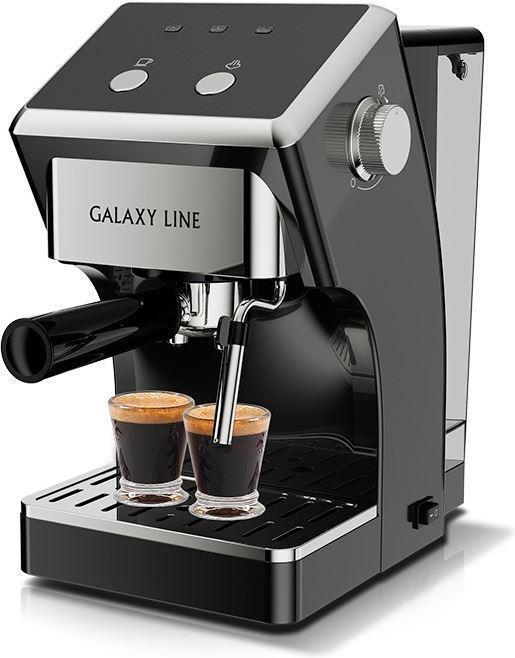 Рожковая кофеварка бойлерная эспрессо ручная с капучинатором GALAXY LINE GL 0756 черная - фото 1 - id-p226256261
