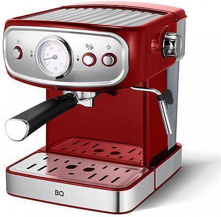 Рожковая кофеварка эспрессо бойлерная ручная с капучинатором BQ CM1006 ретро красная - фото 1 - id-p226256271